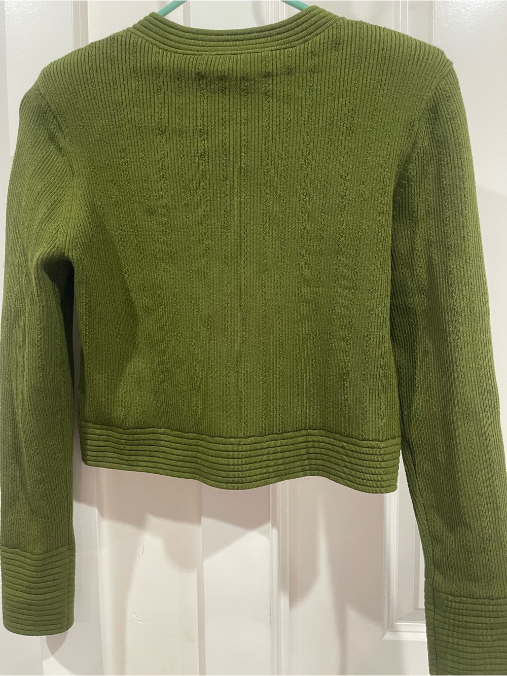 Express Olive Green Ribbed Button Front Blazer - Picture 2 of 3